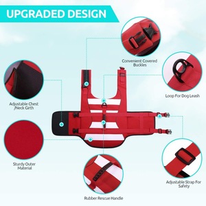 سترة نجاة للكلاب مع خطوط عاكسة قابلة للتعديل، سترة عالية الوضوح مقاومة للتمزق، ملابس سباحة للحيوانات الأليفة مع قوة طفو عالية - Product Image 2
