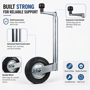 Nouvelle <span class=keywords><strong>roue</strong></span> de remorque manuelle à <span class=keywords><strong>manivelle</strong></span> de 48 mm, robuste, en acier au carbone galvanisé, <span class=keywords><strong>roue</strong></span> en caoutchouc massif de 160x40 mm, capacité de charge de 100 kg - Product Image 3