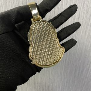 Gioielli Hip Hop in rame placcato oro Fine ghiacciato fuori Micro-Set pieno CZ zircone collana uomo giesus testa pendente - Product Image 2