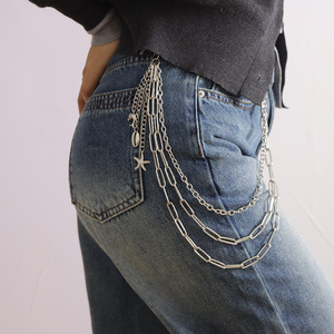 Chaîne de pantalon multicouche en métal avec pendentifs étoile de mer, coquillage et dauphin, en alliage de zinc, pour usage quotidien, accessoire de mode - Product Image 2