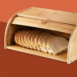 Boîte à pain en bambou rectangulaire avec couvercle, design moderne et durable, rangement pour comptoir de cuisine - Product Image 2