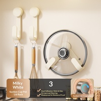 Support mural rotatif pour couvercles de casseroles à ventouse, sans perçage, en acier au carbone et plastique, style luxe léger, pour rangement de cuisine
