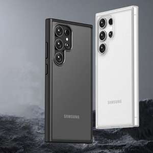 Pour <span class=keywords><strong>Samsung</strong></span> <span class=keywords><strong>Galaxy</strong></span> S24 <span class=keywords><strong>Ultra</strong></span> Transparent Hybride Étui En Silicone S24 Plus Pare-chocs Clair Mat Antichoc Armure Couverture Rigide - Product Image 1