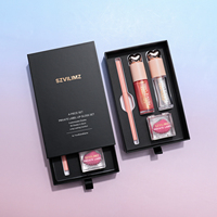 Kit de 4 gloss minéraux de luxe très prisé, marque privée, haute pigmentation, non collant, avec rouge à lèvres, baume à lèvres et crayon à lèvres