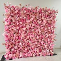 Panel Bunga Dinding 3D Artifisial Warna Pink Muda Grosir 8ft*8ft Kain Latar Belakang Pernikahan Dekorasi Pesta Pernikahan