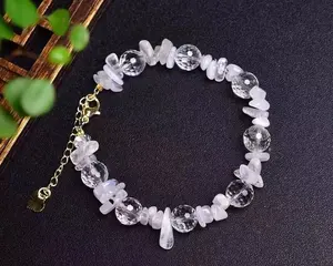 925 sterling silver Faceted clear quartz rainbow moonstone beaded bracelets crystal gemstone fine jewelry charm bracelet