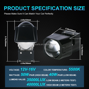 Proyector Bi LED E18 de 1,5 pulgadas de buena calidad, luces LED de matriz de haz Alto y Bajo, Mini lentes cuadradas Devil Eyes para retroadaptación de faros - Product Image 5