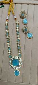 Indian Traditional Kundan Gold Plated <b>Brass</b> Necklace Set for Women and Girls Beads Chain <b>Jewellery</b> Accessories - Product Image 3