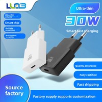 Chargeur GaN ultra-fin PD 30W, taille compacte, adaptateur de charge rapide USB-C, compatible QC 3.0, ignifuge, tension universelle 100-240V