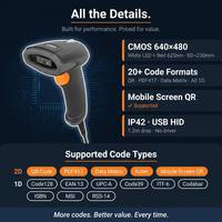 Lecteur de codes-barres portable 1D 2D HS20 durable, résistant aux chutes de 1,2 m, USB, pour l'enregistrement aux réceptions d'hôtel