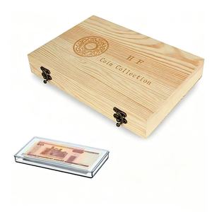 Boîte de rangement pour pièces de monnaie en bois avec couvercle rabattable pour collection de devises et billets commémoratifs, 20 emplacements - Product Image 2