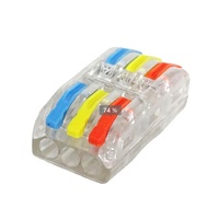 Connecteur de câblage rapide transparent PCT-2-3-Transparent avec boîtier coloré en nylon et levier, bornier de câblage rapide transparent