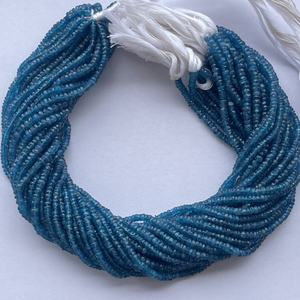 Perles de pierre d'apatite bleue néon naturelle facettées rondelles de 3 mm et 4 mm, certifiées IGI, en vrac pour la fabrication de bijoux - Product Image 1