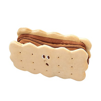 Estuche de Lápices de Felpa con Forma de Galleta de Sándwich, Estuche de Papelería de Felpa Suave para Niñas, Niños, Estudiantes, Oficina, Almacenamiento Escolar