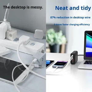 Chargeur 120w multi-ports chargeur USB-<span class=keywords><strong>C</strong></span> 65W PD charge rapide <span class=keywords><strong>prise</strong></span> de bureau Compatible pour <span class=keywords><strong>Apple</strong></span> pour ordinateur portable Slim Design EU US 20V - Product Image 3
