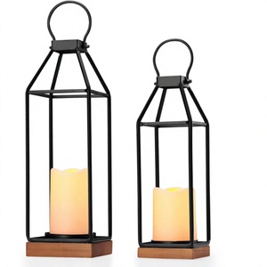 <b>Wire</b> Design Iron Candle Lantern Black Color For Home Wedding Holiday Lighting Decoration <b>Hanging</b> & Floor Lanterns On Sale - Product Image 1