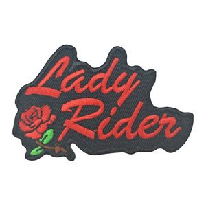 Patch brodé personnalisé thermocollant ou à coudre pour vestes et gilets de motard Lady Rider Rose, accessoires pour presse à chaud - Product Image 1