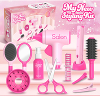Kit de Salon de Beauté pour Filles, Ensemble de Coiffure, Sèche-Cheveux Jouet, Kit de Jeu de Rôle de Coiffeuse pour Filles