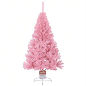 Sapin de Noël artificiel rose de 1,80 m, pliable, décoratif pour l'intérieur, avec base de table en PVC - Product Image 1