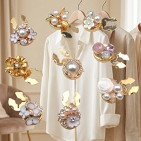 Boutons de chemise décoratifs pour femmes, style champignon perlé, 17 mm, avec strass