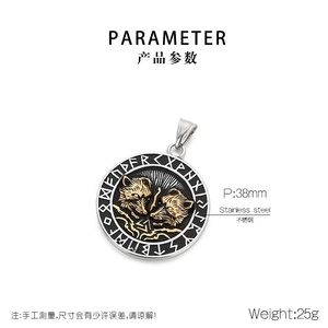 Collana <span class=keywords><strong>con</strong></span> Pendente a Testa di <span class=keywords><strong>Lupo</strong></span> Nordico in Acciaio Inossidabile, Stile Hip Hop Vichingo Vintage, Accessori Religiosi da Uomo, Vendita all'Ingrosso - Product Image 4