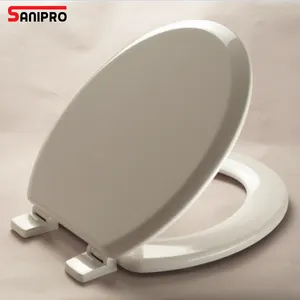 SANIPRO Sitzbezug Ersatzteile verlängert antibakteriell leise langsam schließend einstellbarer runder Bad-Toilettensitzdeckel