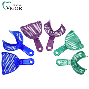 Lot de 2 porte-empreintes dentaires en plastique et métal, tailles L, M, S, pour patients edentés, avec grille métallique en plastique - Product Image 2
