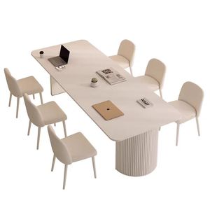 Escritorio de madera ecológico moderno con luz LED, escritorio de lujo para el hogar/oficina, hotel/centro comercial, mesa de reunión larga, de estilo moderno, con luz LED - Product Image 4