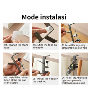 Pano.V Duty Adjustable Clamp-On Desk Mount School Bag Holder <b>Hook</b> No Drill Metal Garland <b>Hook</b> Outdoor Fireplace Stocking Holders - Product Image 4