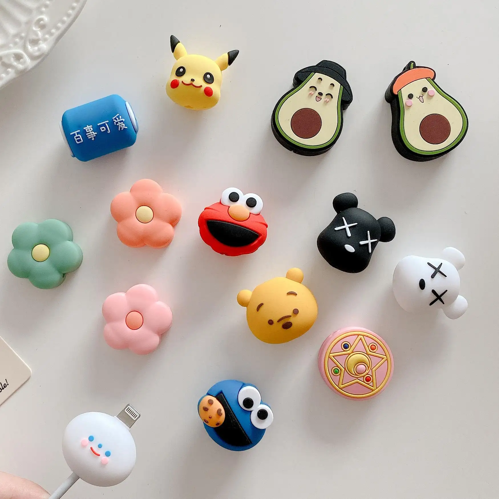 Hot Cartoon Data Line Cover Soft Fruit Cable Bite Phone Charger Protector with Cardboard Package Cord PVC Accessories