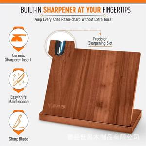 ที่วางมีดแม่เหล็กไม้เนื้อแข็งสำหรับวางบนเคาน์เตอร์ครัว พร้อมที่ลับมีด - Product Image 5