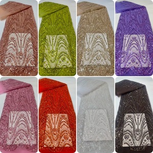 Nouveau Tissu <span class=keywords><strong>en</strong></span> Dentelle Africaine avec Perles et Paillettes, 5 Yards, Haute Qualité, 100% Polyester, Matière pour Robe, Dentelle Perle de Luxe - Product Image 5