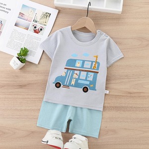 2021 Wholesale Cartoon Cotton Short Sleeve T-Shirt and Shorts Set Casual Girls and <strong>Boys</strong> <strong>Clothing</strong> Summer Children Suit - Product Image 1