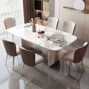 Mesa de <span class=keywords><strong>Comedor</strong></span> Minimalista de Lujo, Muebles de Cocina, Mesa de Piedra Sinterizada, <span class=keywords><strong>6</strong></span> <span class=keywords><strong>Sillas</strong></span> para <span class=keywords><strong>Comedor</strong></span>, Hogar, Apartamento <span class=keywords><strong>Pequeño</strong></span> - Product Image 5