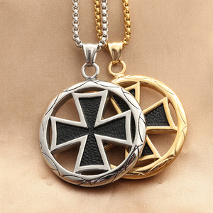 Stainless Steel <b>Cross</b> Pendant Necklace Men's Geometric Design Punk Retro Style 280387 - Product Image 1