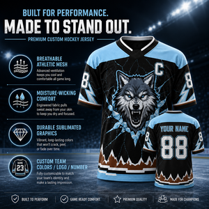 Professioneel op maat gemaakt ijshockeyshirt Volledige sublimatie Anti-fade Ademend Sneldrogend Teamspel Uniform Logo Nummer Naam Premium - Product Image 5