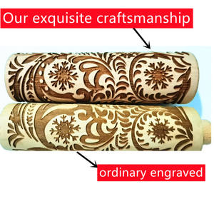 Rouleau à pâtisserie miniature en bois gravé 3D personnalisé pour biscuits de Noël, idéal pour la cuisine et la pâtisserie, pour enfants - Product Image 5