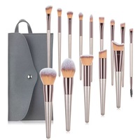 Ensemble de 14 pinceaux de maquillage pour le visage en poils synthétiques de haute qualité, couleur or rose et argent, vente en gros d'usine, marque privée, pour le fond de teint
