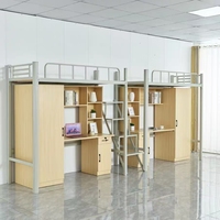 Lit superposé moderne en métal et bois pour dortoir scolaire et appartement, idéal pour chambre ou hôtel