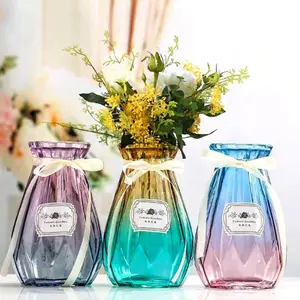 अनूठी शैली कांच सजावटी ग्लास Vases रंगीन स्पष्ट गिलास फूल गुलदस्ते घर की सजावट के लिए