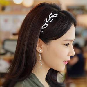 S925 Sterling zilveren oorbellen Koreaanse mode kristallen oorbellen lange bladeren diamanten achterkant oorbellen zilveren sieraden accessoires - Product Image 4