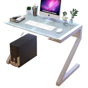 โต๊ะคอมพิวเตอร์แล็ปท็อปแก้วชนิดZติดตั้งง่าย,โต๊ะทำงานสำหรับบ้านเฟอร์นิเจอร์