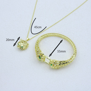 Conjunto de Joyería Fina Chapada en Oro de 14K de la Colección <span class=keywords><strong>Dubai</strong></span>, Cabeza de Leopardo en Malla 3D con Circonita - Product Image 2