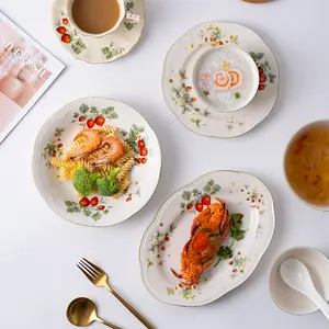 ย้อนยุคตกแต่งสร้างสรรค์นูนสุทธิสลัดสีแดงขนมจานลึกรูปไข่จานรองชามเซรามิกบนโต๊ะอาหารผลิตภัณฑ์ร้อน2023
