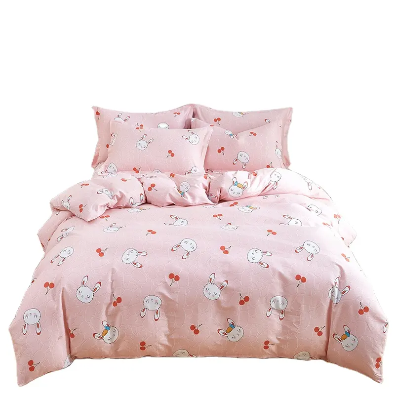 ピンクツインクイーンキングサイズ綿100% ツイル寝具セットカスタマイズ可能