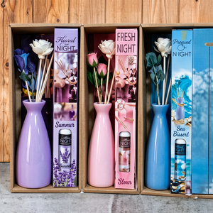 Floral Night Reed <b>Diffuser</b> Gift Set With <b>Ceramic</b> Vase Summer Fresh Night Sea Bissert Thematic Home Decor Modern Style - Product Image 1