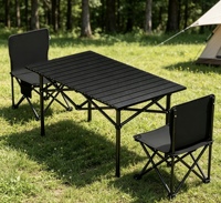 Ensemble table et chaises pliantes portables rectangulaires pour l'extérieur, style décontracté, pour camping, table à roulettes, maison, cour, barbecue