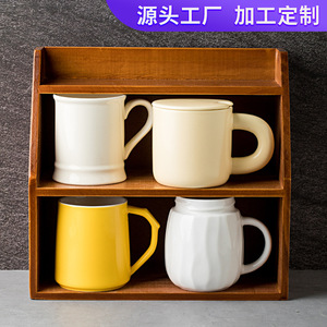 Taza de Cerámica con Tapa, Asa Grande, Taza de Café, Vajilla para Oficina, Apta para Lavavajillas, Color Sólido - Product Image 3