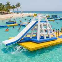 Toboggan aquatique gonflable, toboggan d'escalade aquatique amphibie, grand parc aquatique extérieur