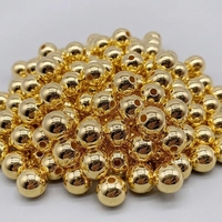 Perles rondes métalliques dorées à haute brillance en résine ABS pour la création de bijoux DIY, bracelets et colliers